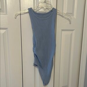 Blue Ribbed Sleeveless Bodysuit Aerie